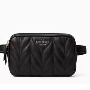 Kate Spade Briar Lane Black Quilted Double Zip Belt Bag